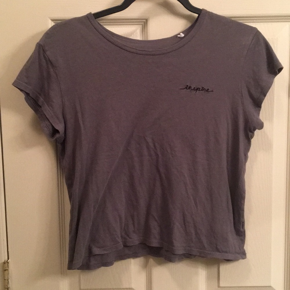 Grey embroidered”inspire” shirt